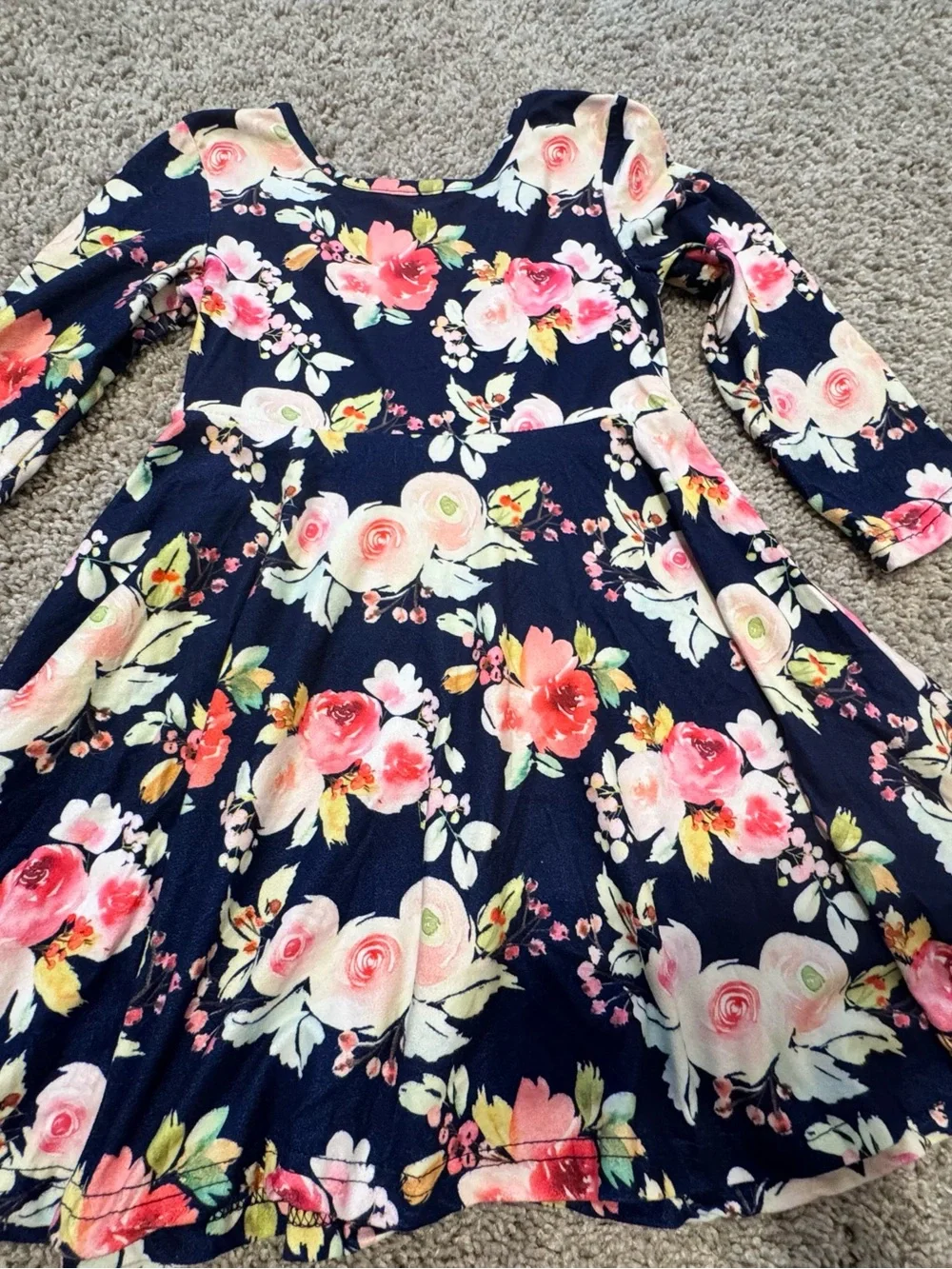 Girls' Navy Floral Twirl Dress - Brand - Picture 4 of 4